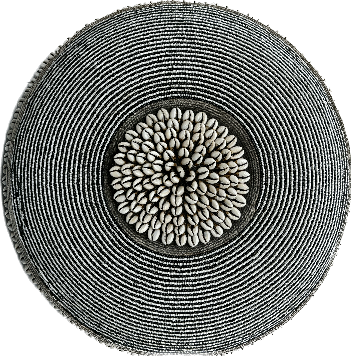 Decorative Beaded African Shield (16 in.) – black & white SM40M24