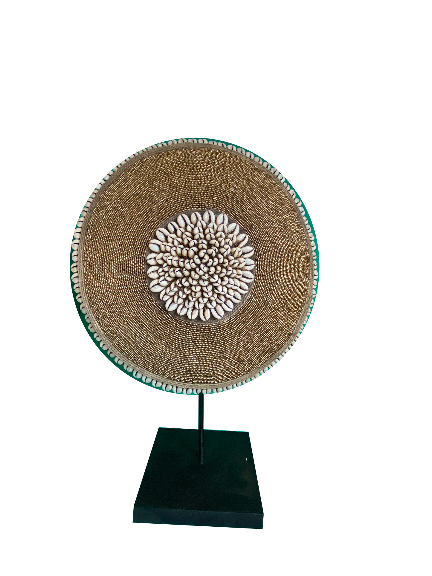 Decorative Beaded African Shield on Stand – Gold SP30G