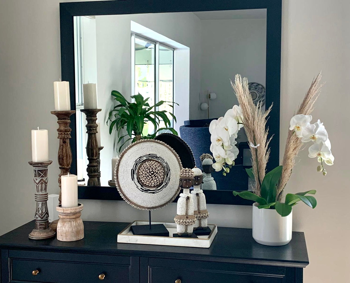 Decorative Beaded African Shield on Stand – Gold SP30G