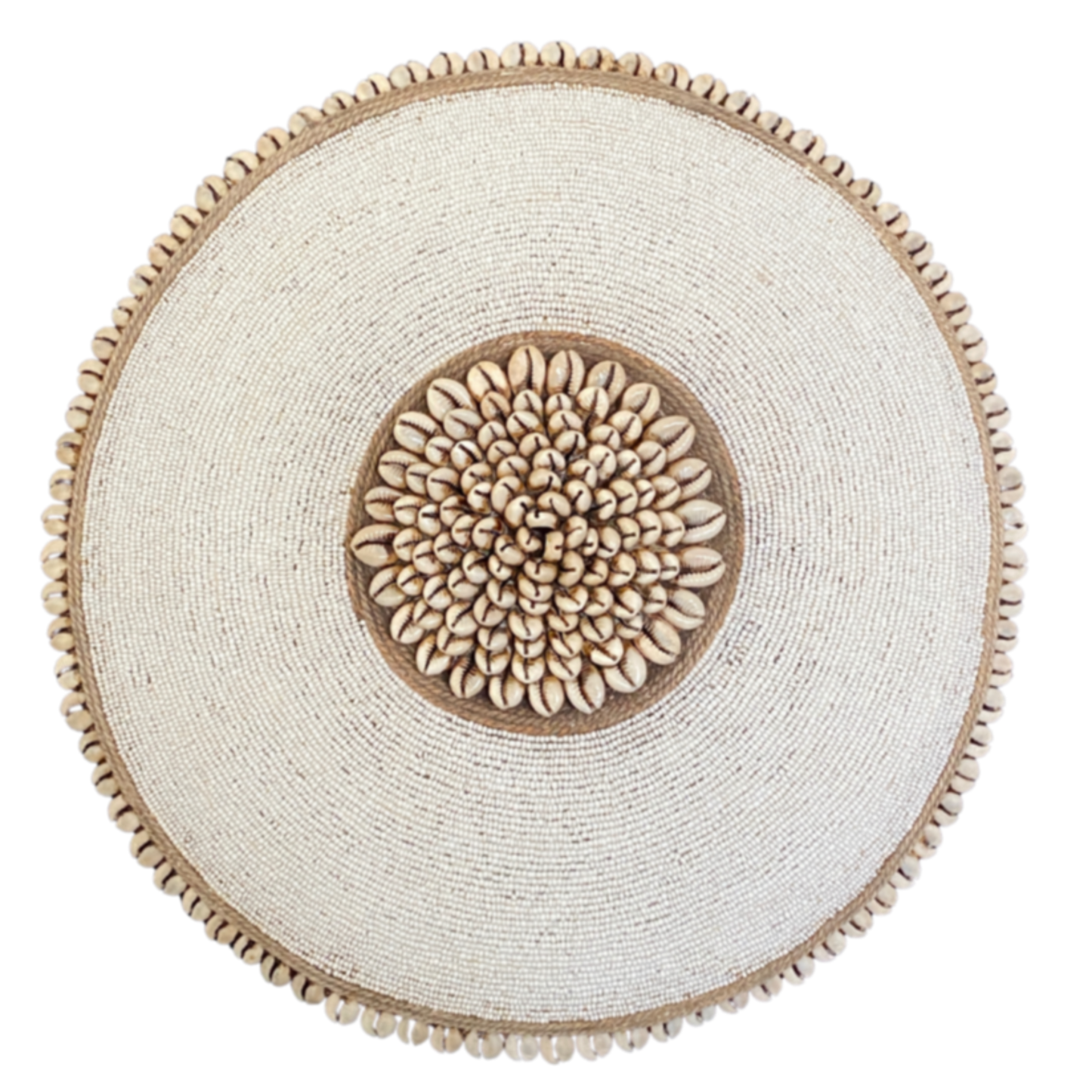 Decorative Beaded African Shield (22 in.) - White SL55W