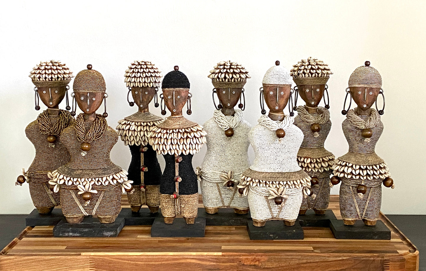 Beaded Wooden Namji Doll Pair (16.55 in.) - Black DFF42B