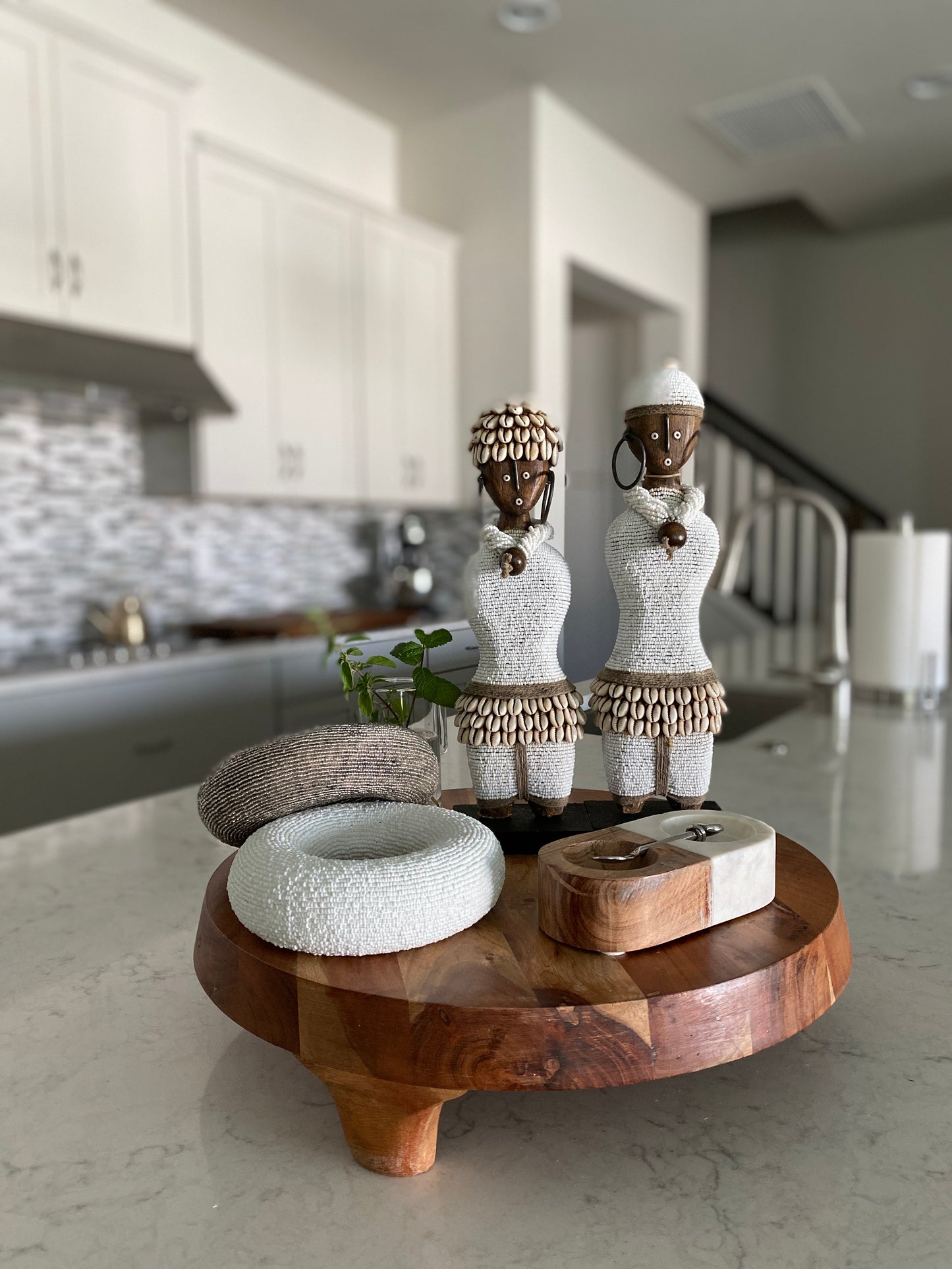 Beaded Wooden Namji Doll Pair (11.8 in.) - Black DFF30B