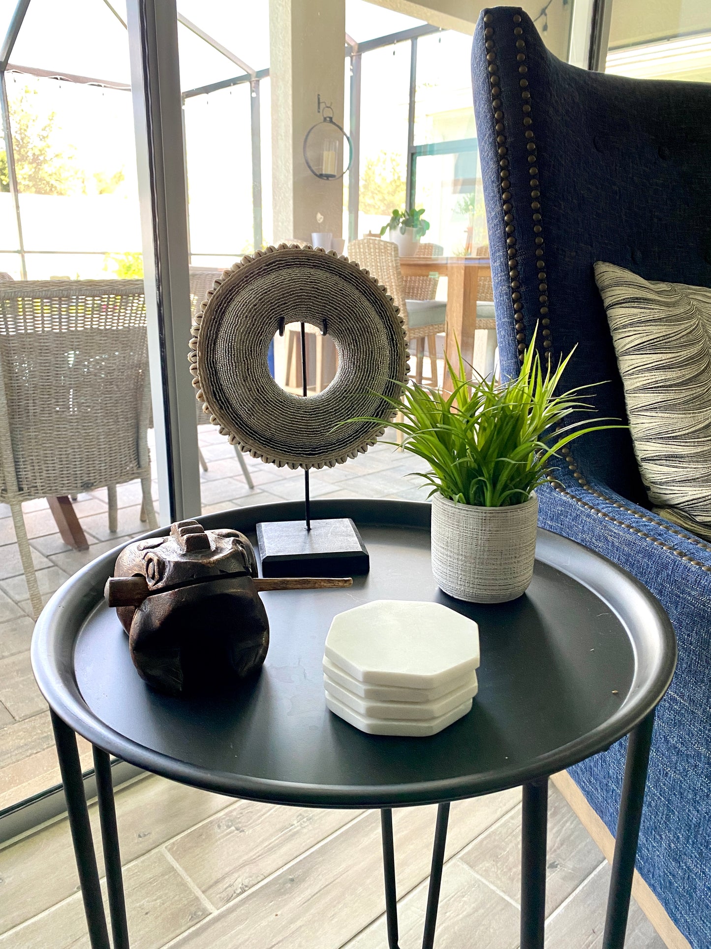 Beaded Ring on Stand (8 in.)  – Silver RP22S