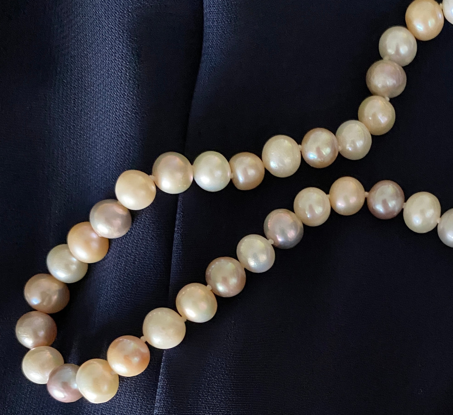 Pearl Necklace - Natural Pastel colors 0.275" in diameter 17.75" length Freshwater Cultured