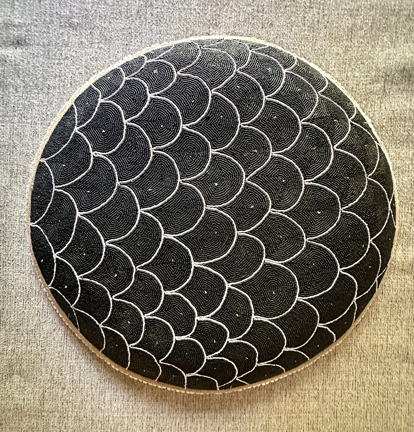 Decorative Beaded African Shield (22 in.) – Black & White SL55M19
