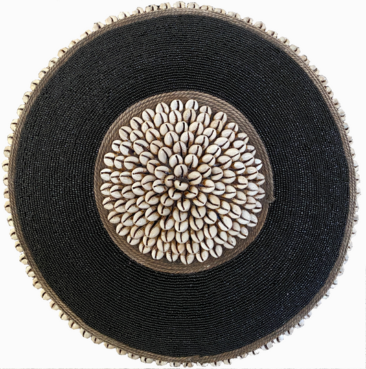 Decorative Beaded African Shield (22 in.) - Black SL55B