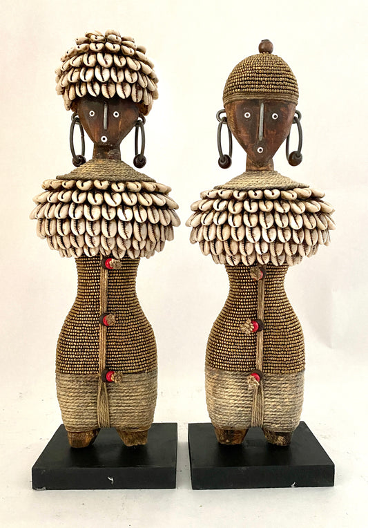 Beaded Wooden Namji Doll Pair (11.8 in.) - Gold DSF30G