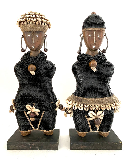 Beaded Wooden Namji Doll Pair (11.8 in.) - Black DFF30B